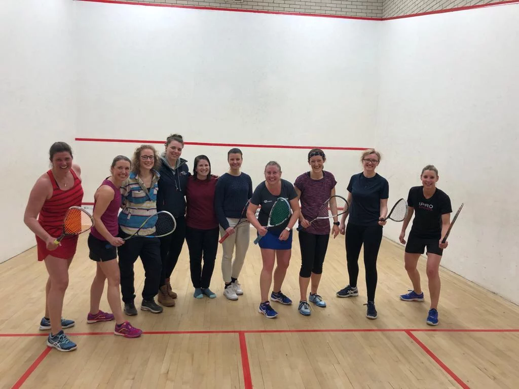 Oxfordshire ladies on squash court